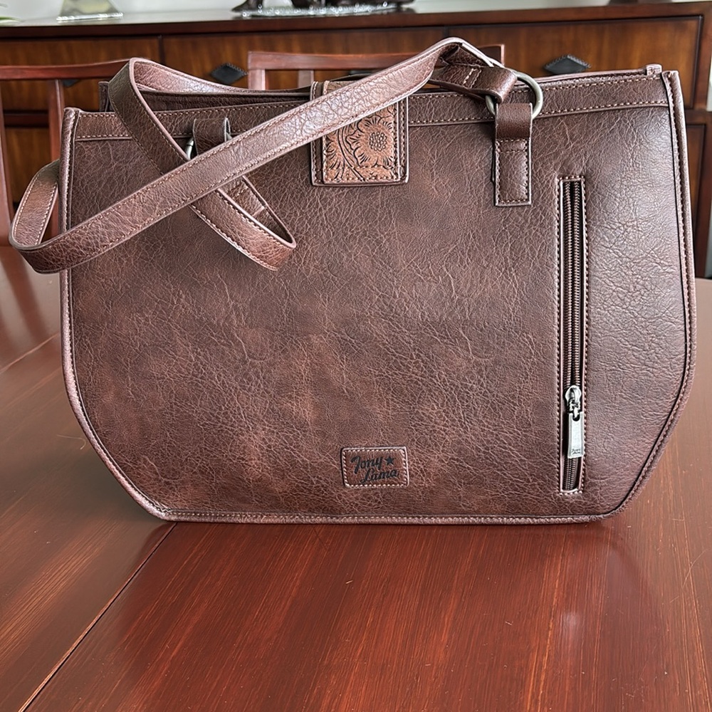 Tony Lama Conceal Carry tote,calf hair,snap:zip close,card slots,shoulder strap - Picture 4 of 15